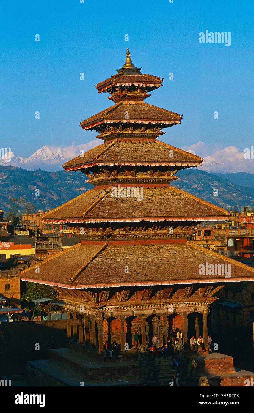 Nepal. Kathmandu valley. Newar city of Bhaktapur. Nyatapola temple. Stock Photo