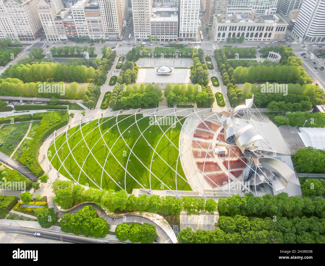 Aerial View Of Downtown Chicago Illinois Stock Photo