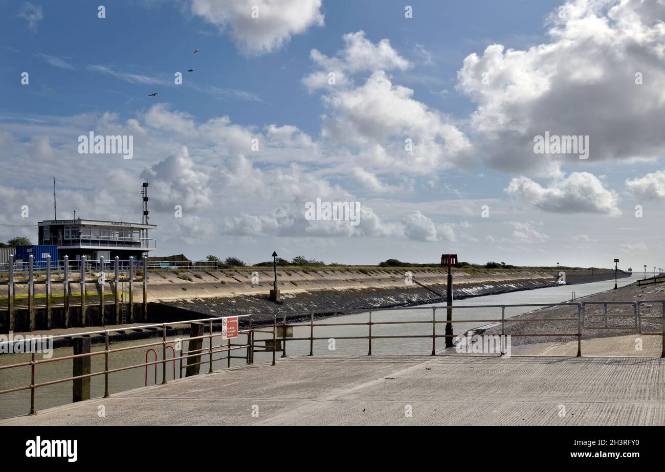 harbour masters office and harbour entrance rye east sussex england Stock Photo