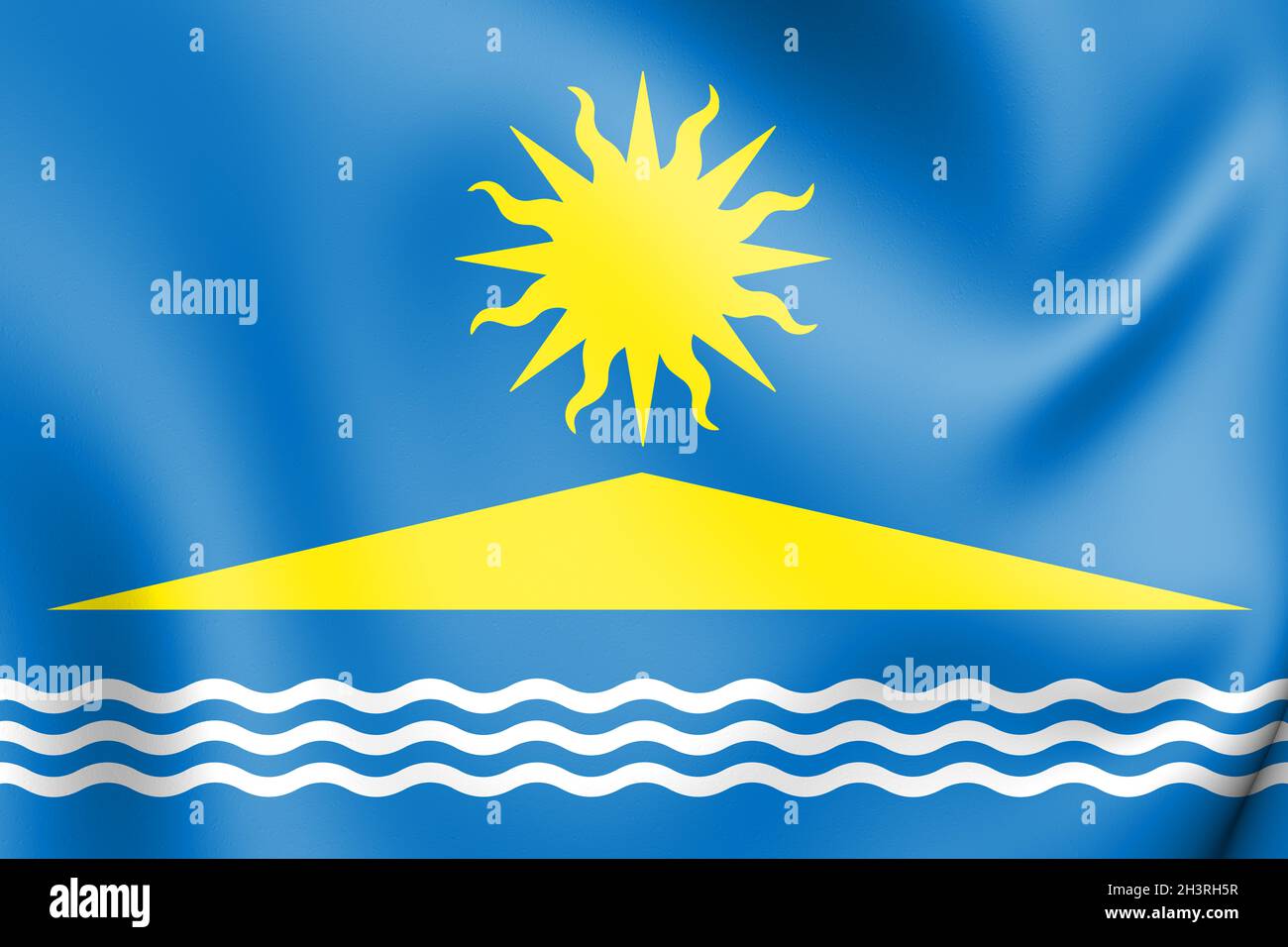 3D Flag of Solnechnogorsk (Moscow oblast), Russia. 3D Illustration. Stock Photo