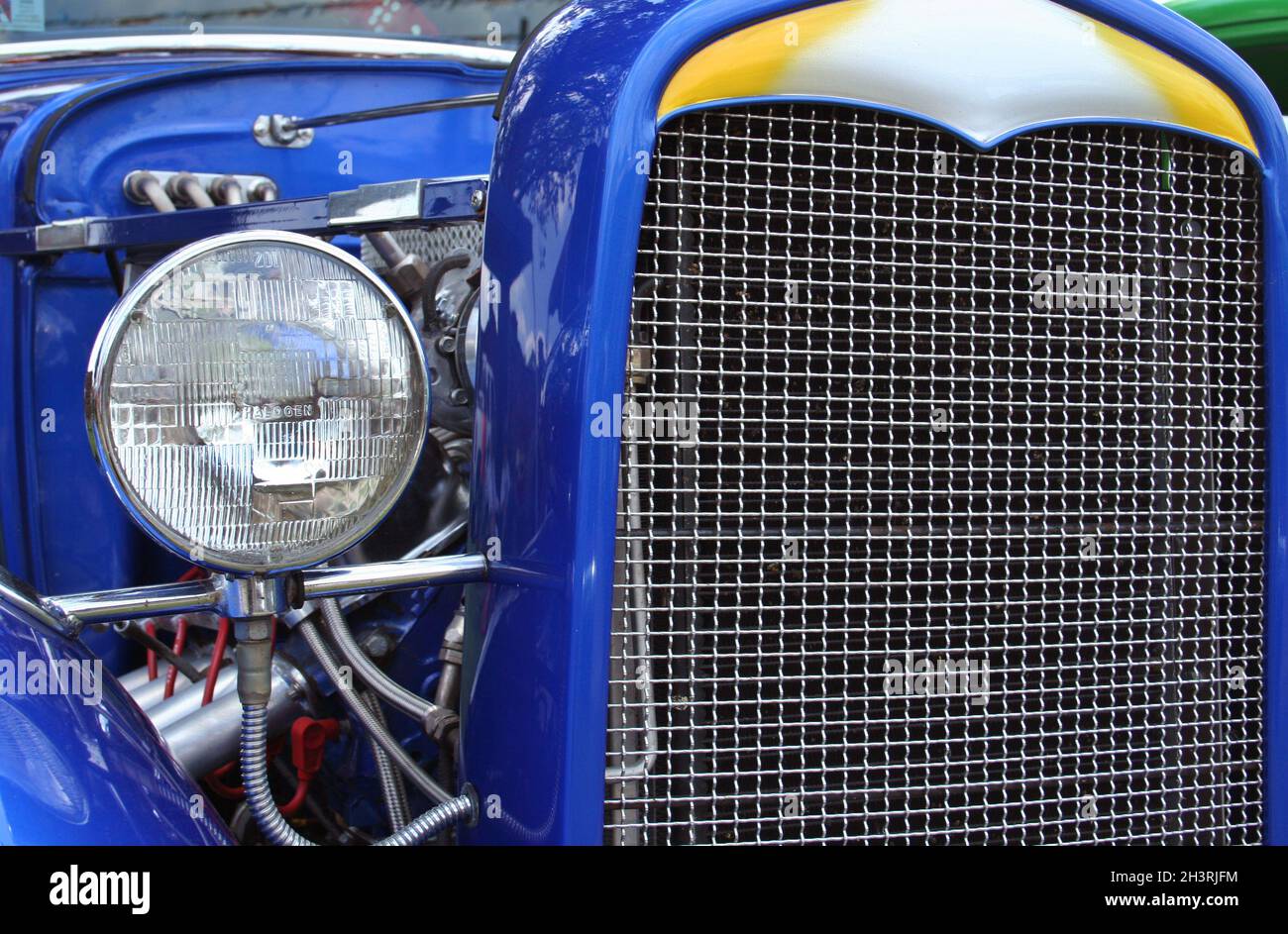 Antique Vintage Hot Rod Car Close-up Blue Stock Photo