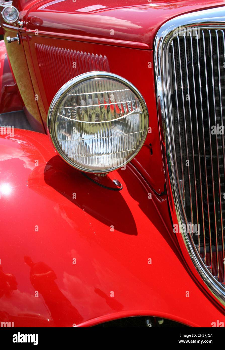 Antique Vintage Hot Rod Car Close-up Red Stock Photo
