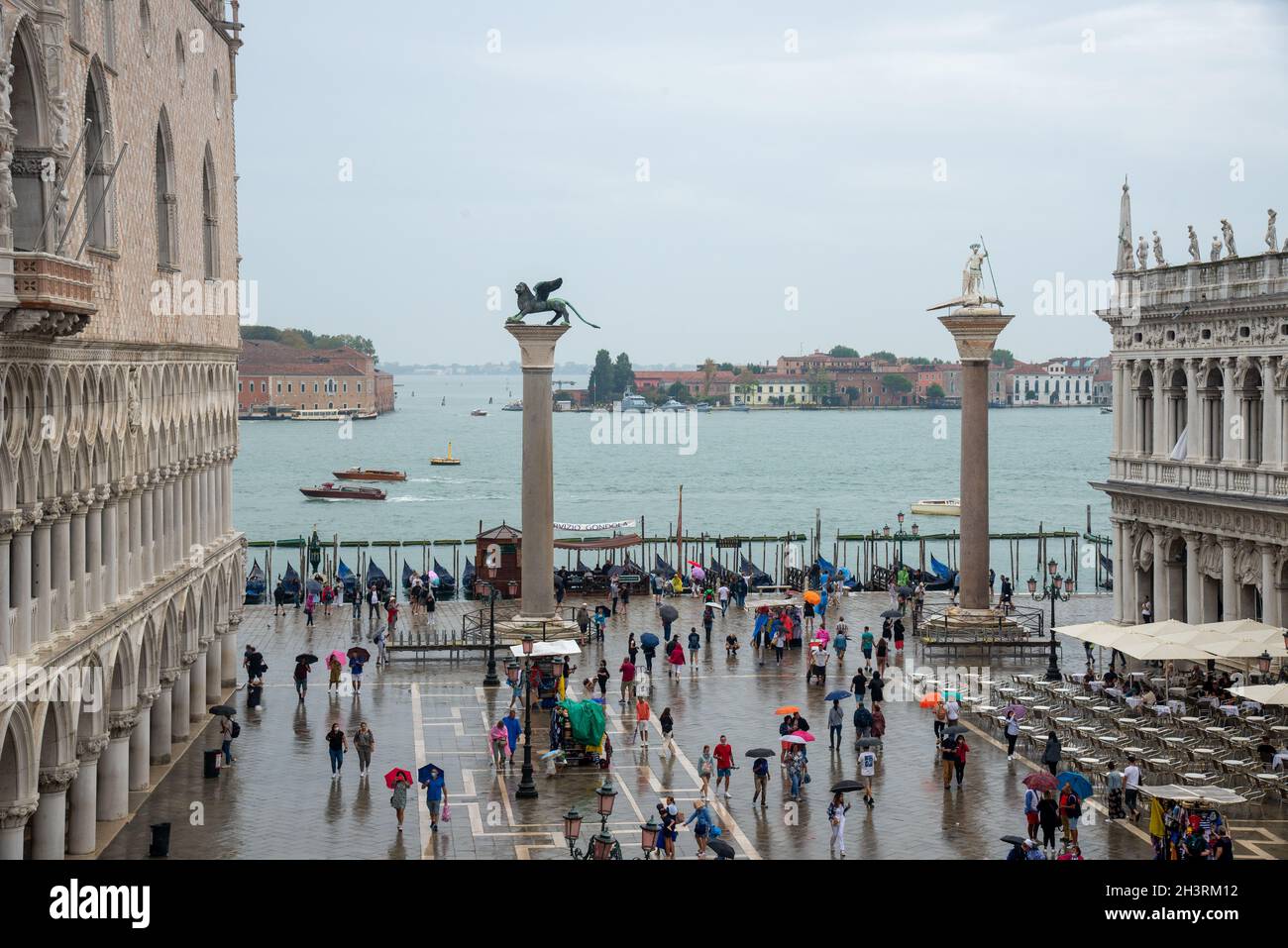 aerial view of San Marco square with Palazzo Ducale in Venice, Italy Stock Photo