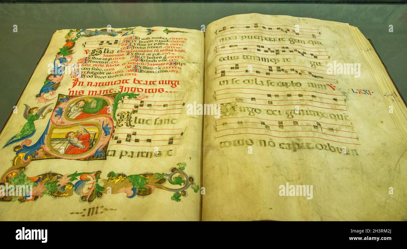 15th century songbook at basilica at San Marco square in Venice, Italy ...