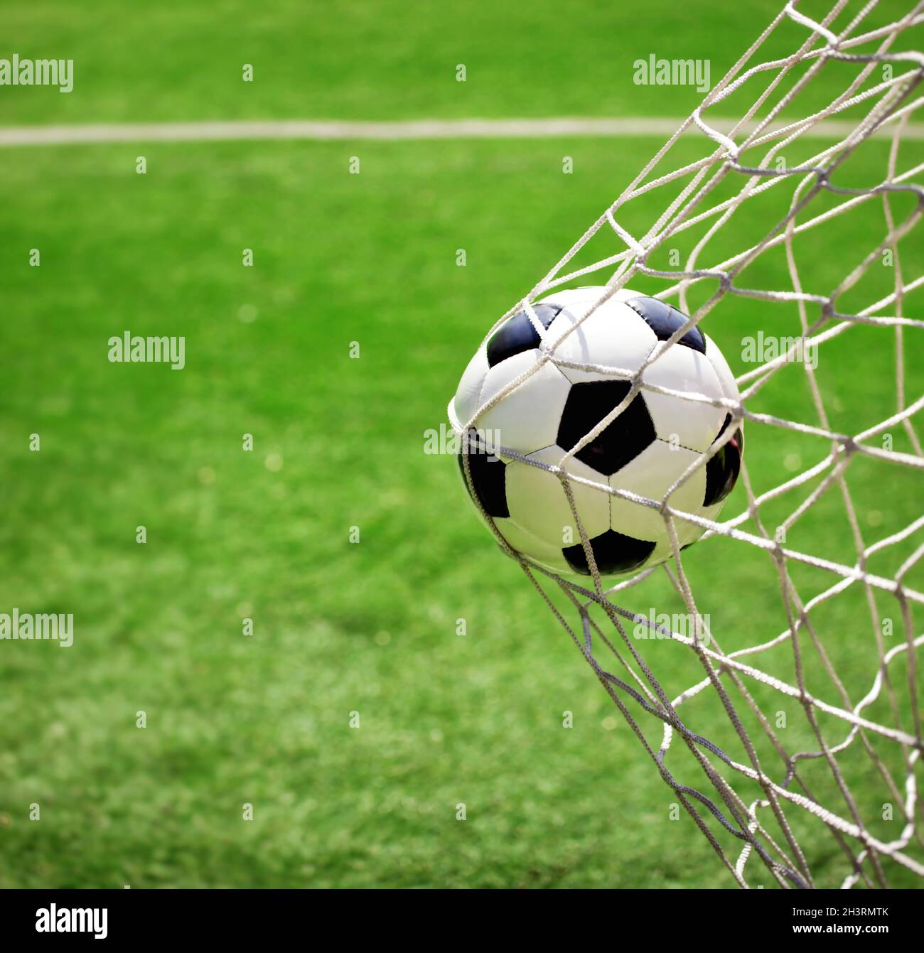 Soccer ball in the net of a goal. Soccer concept Stock Photo Alamy