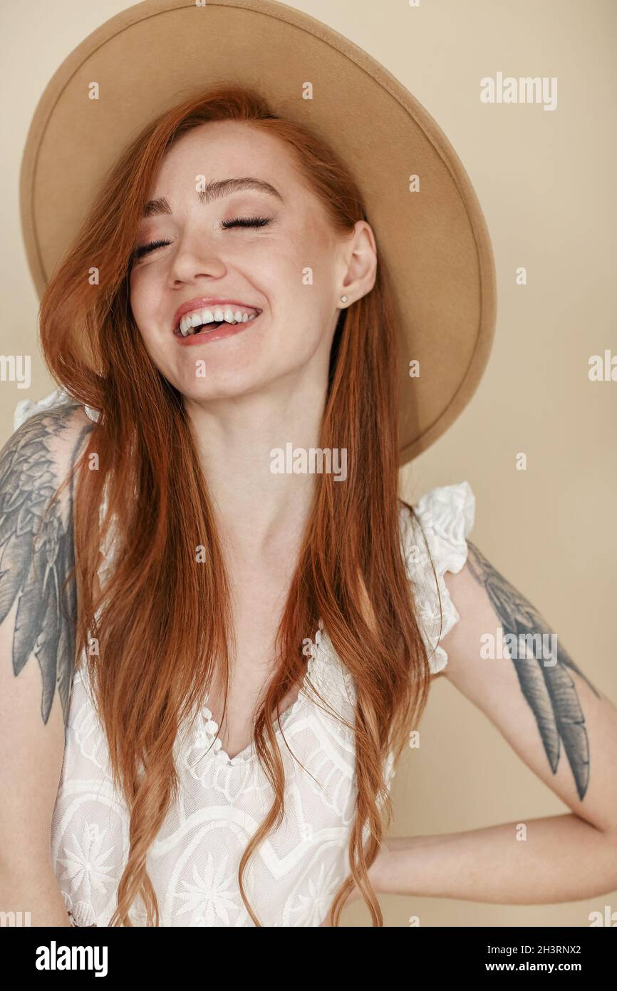 Ginger woman headshot hires stock photography and images Alamy