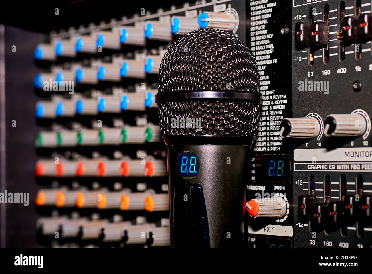 mixer and microphone for singing karaoke songs Stock Photo - Alamy