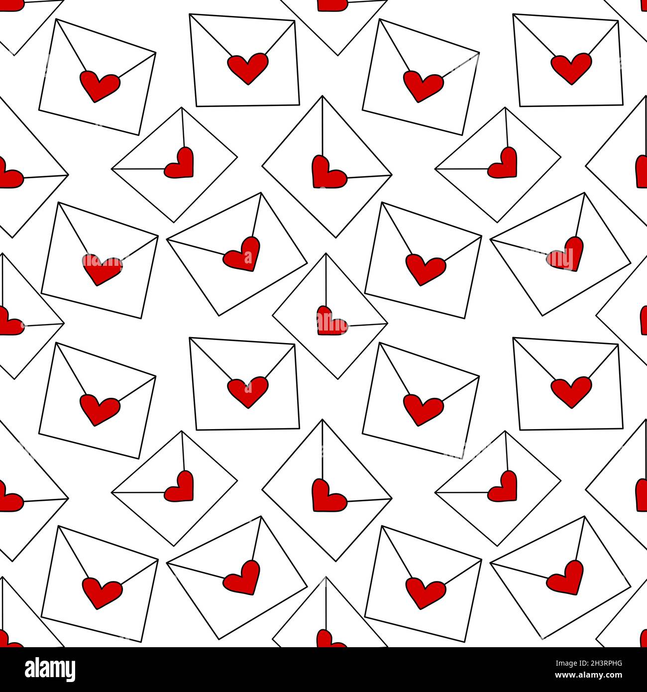 Seamless pattern with love letters and hearts on white background Stock ...