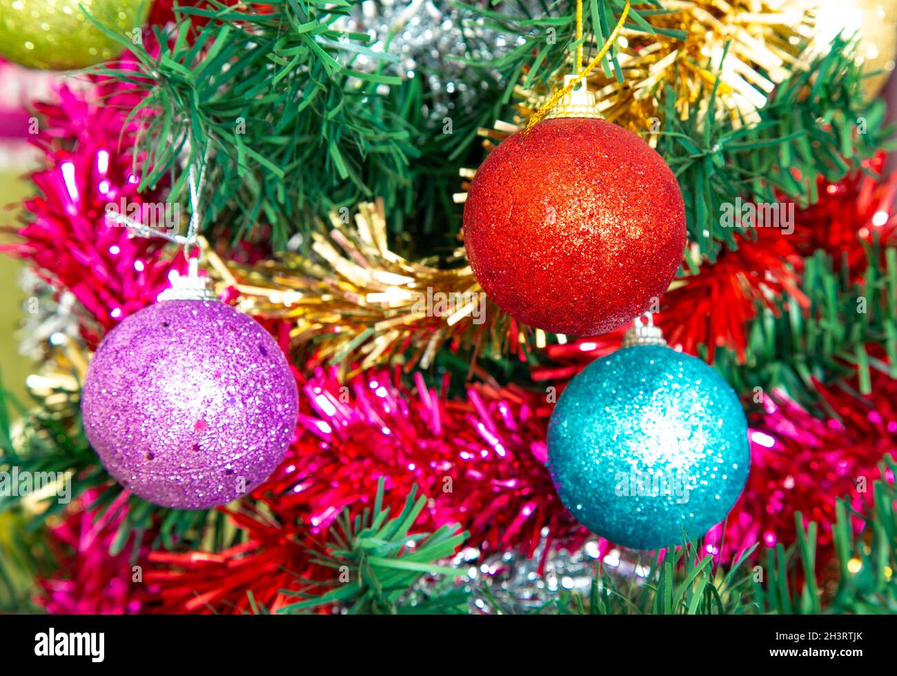Close up of balls on christmas tree. New year concept background Stock Photo - Alamy Close up of balls on christmas tree. New year concept background Stock Photo - Alamy