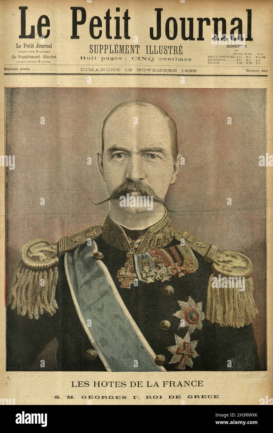 Front page of Le Petit Journal, 189g showing portrait of King George I of Greece Stock Photo