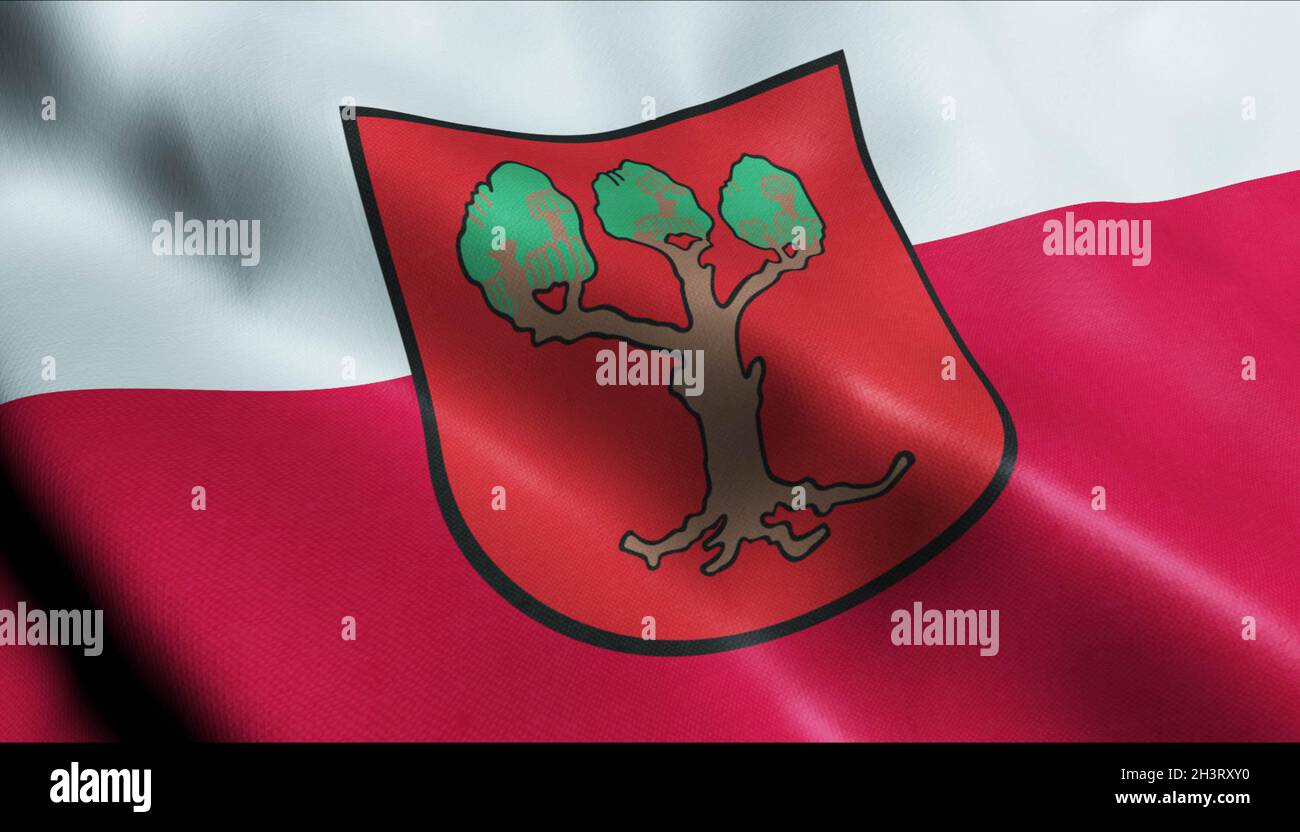 3D Illustration Of A Waving Poland City Flag Of Lubraniec Stock Photo 