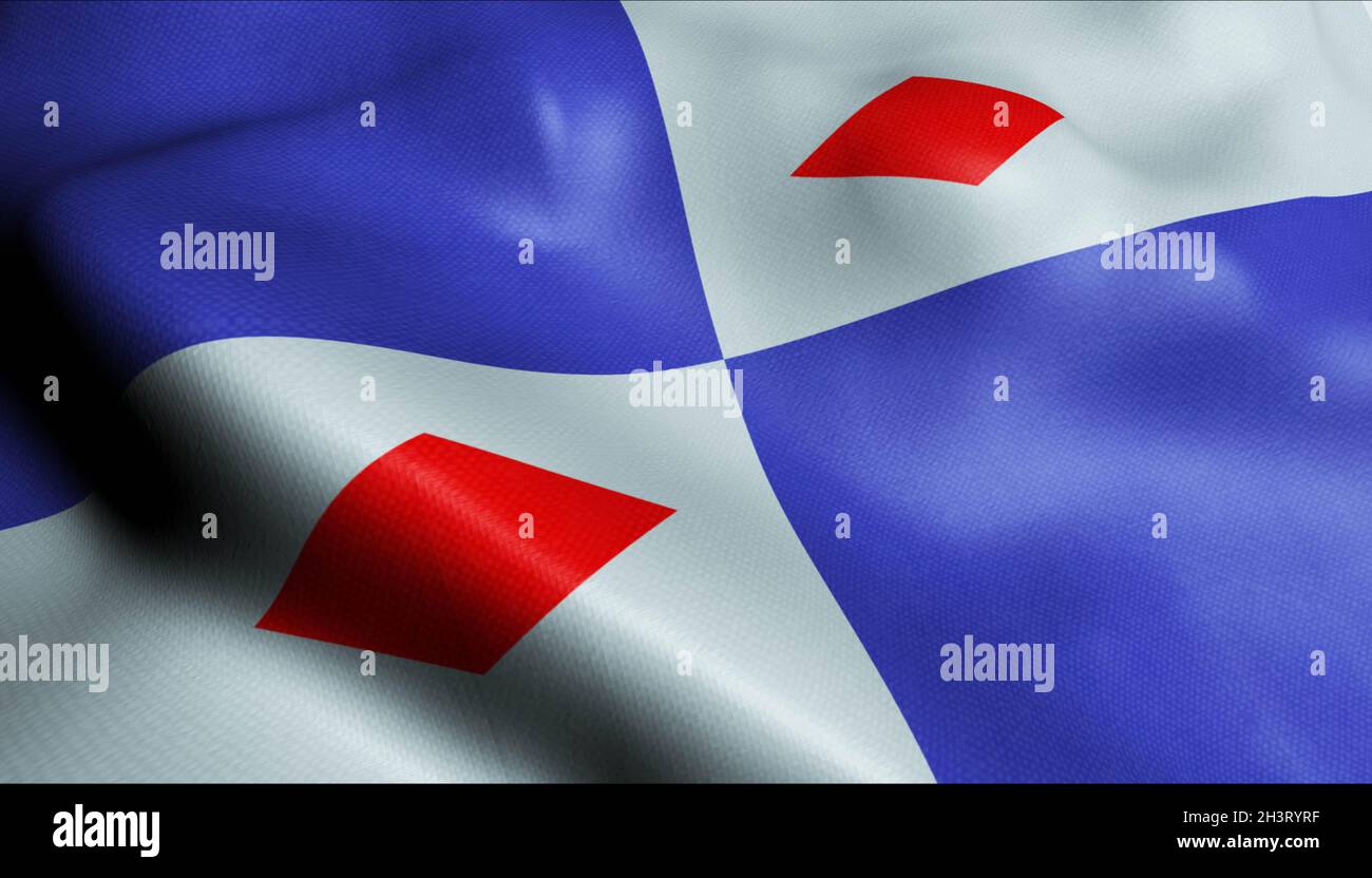 3D Illustration of a waving Poland city flag of Polczyn Zdroj Stock Photo