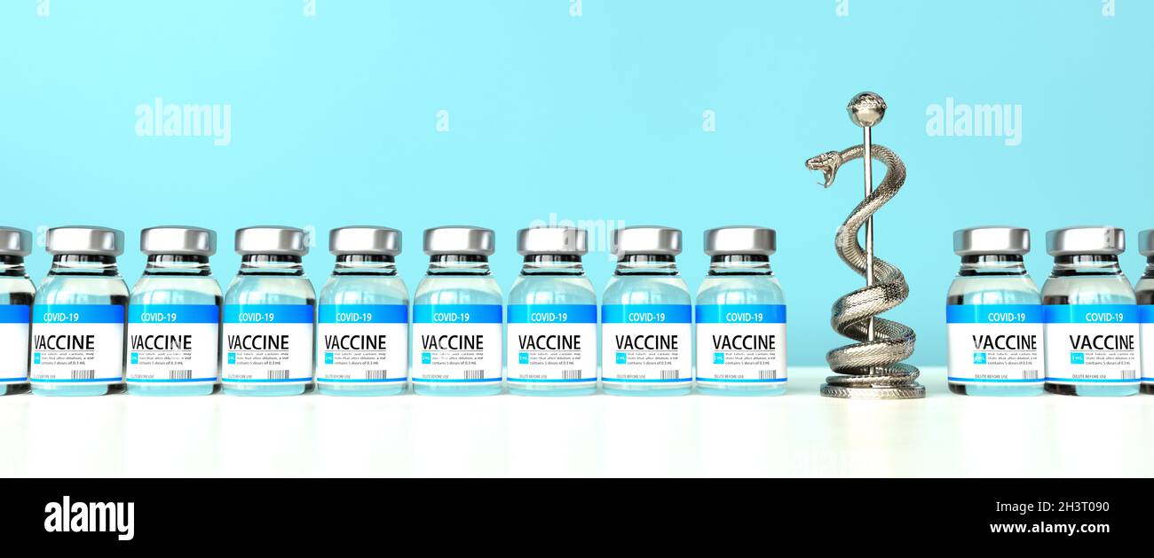 Aesculapian Staff Snake Vaccine Sars-CoV-2 Stock Photo