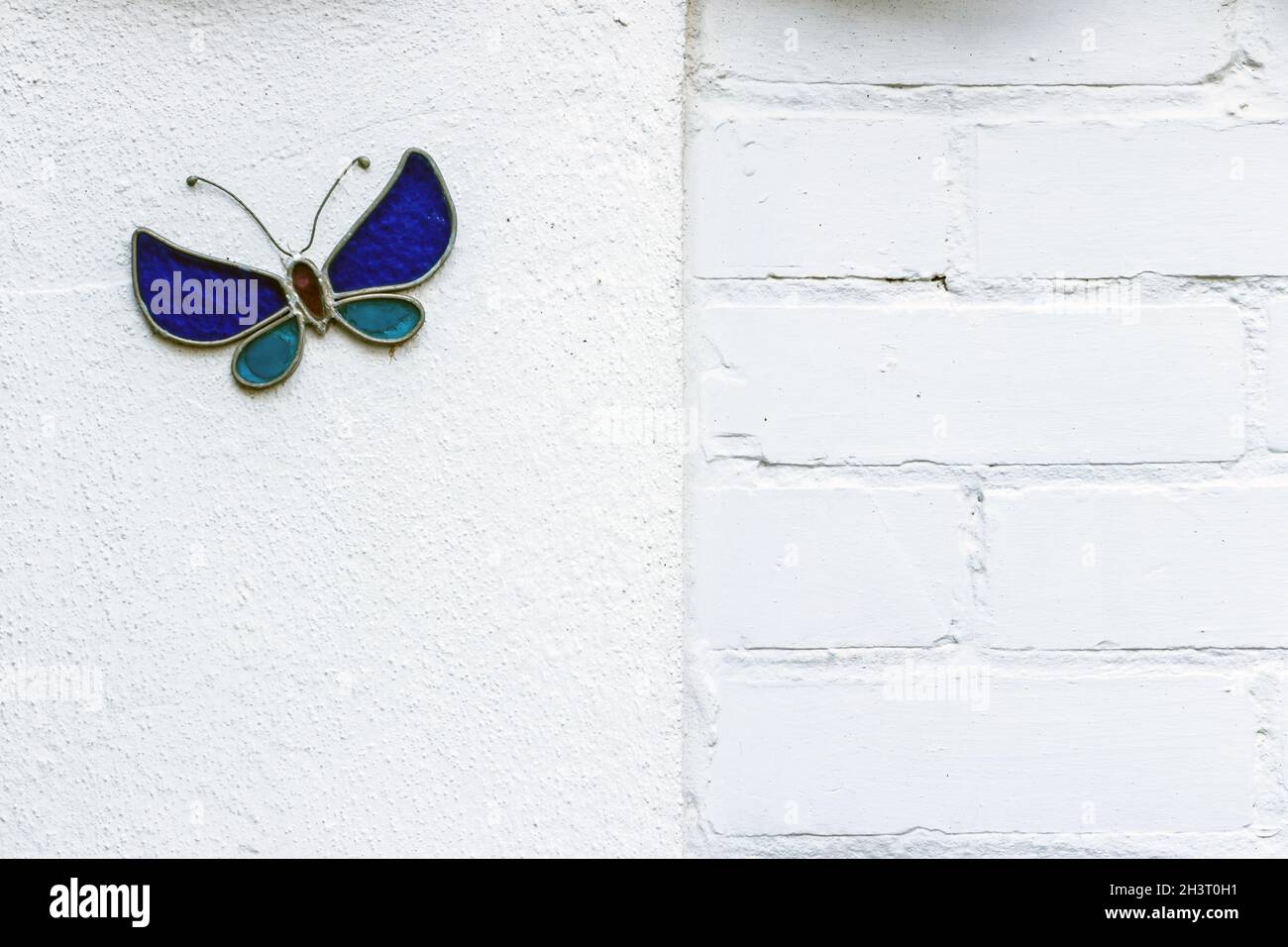 on white painted brick wall Stock Photo