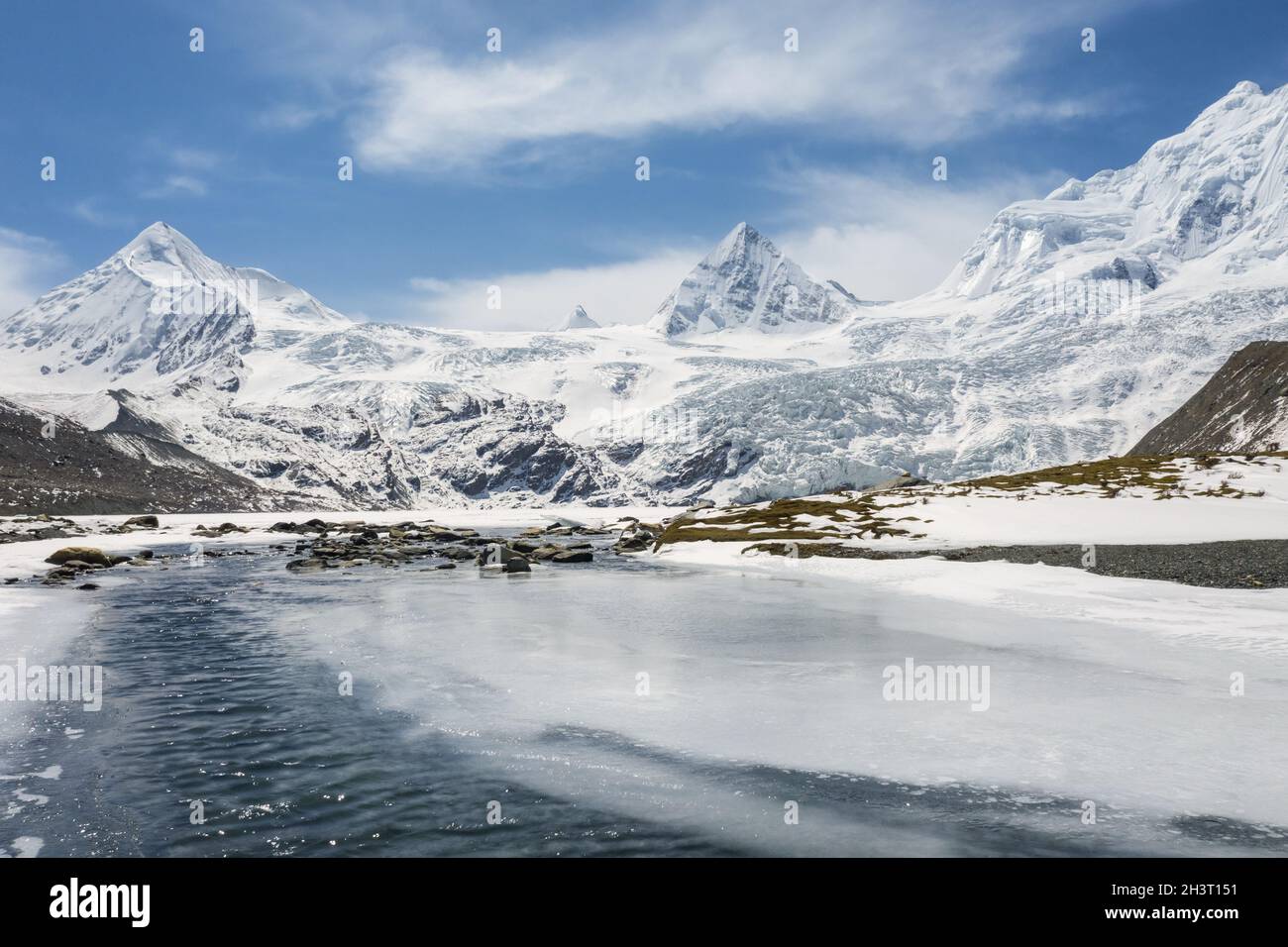 Snow mountain and glacial landscape Stock Photo