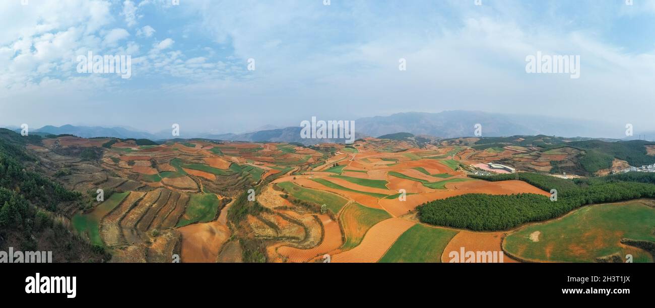 Beautiful yunnan red land landscape Stock Photo