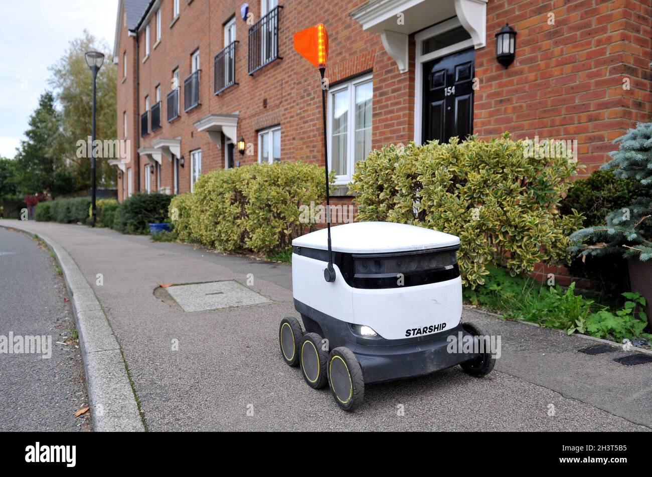 A Starship Robot in Oxley Park area of Milton Keynes, Britain's first