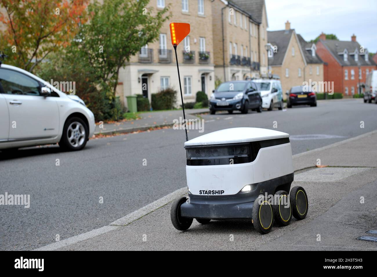 A Starship Robot in Oxley Park area of Milton Keynes, Britain's first