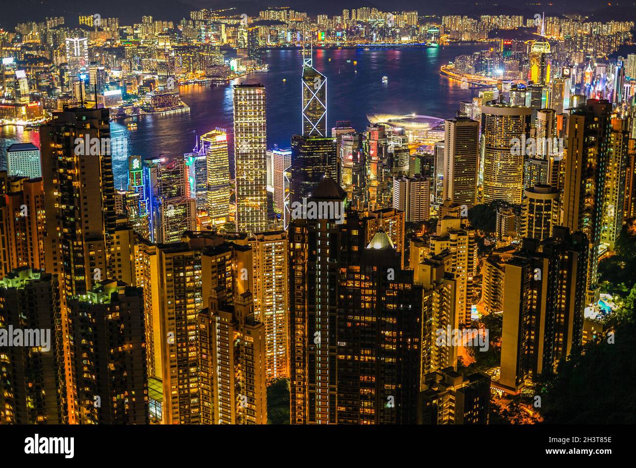 Hong Kong night view seen from Victoria Peak Stock Photo - Alamy