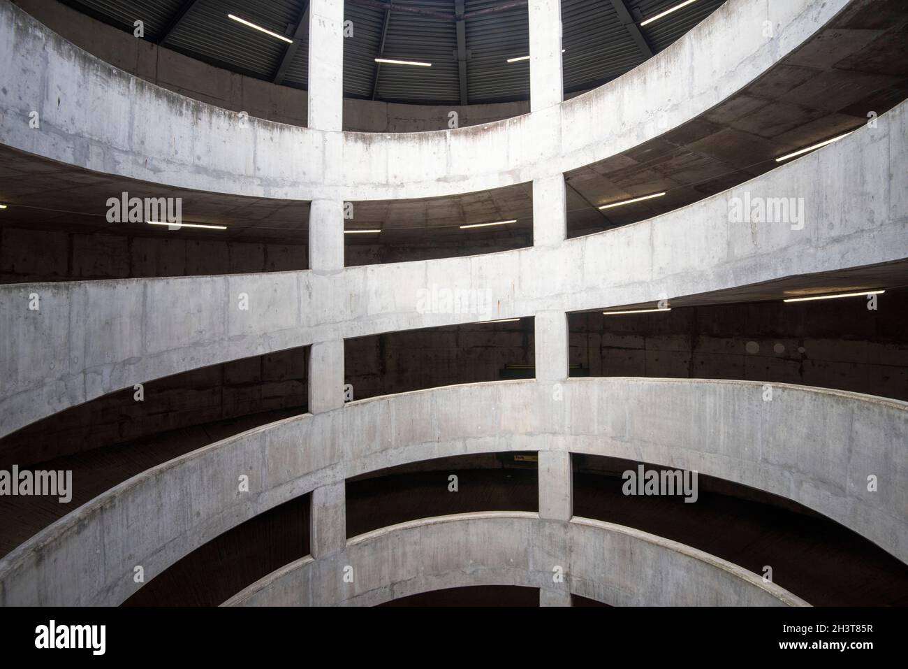 Interior of the West India Quay Car Park, London England UK Stock Photo
