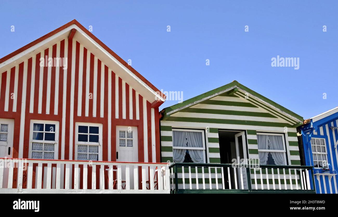 Colorful striped houses in Costa Nova, Aveiro Portugal Stock Photo Alamy