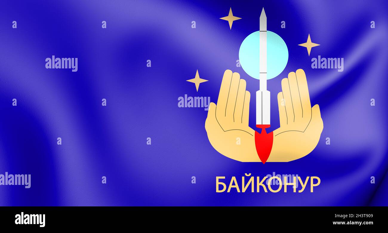 3D Flag of Baikonur, Kazakhstan. 3D Illustration Stock Photo - Alamy