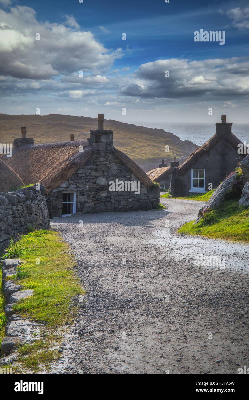 Gearrannan Blackhouse Village, Carloway, Isle of Lewis, Outer Hebrides. Scotland Stock Photo