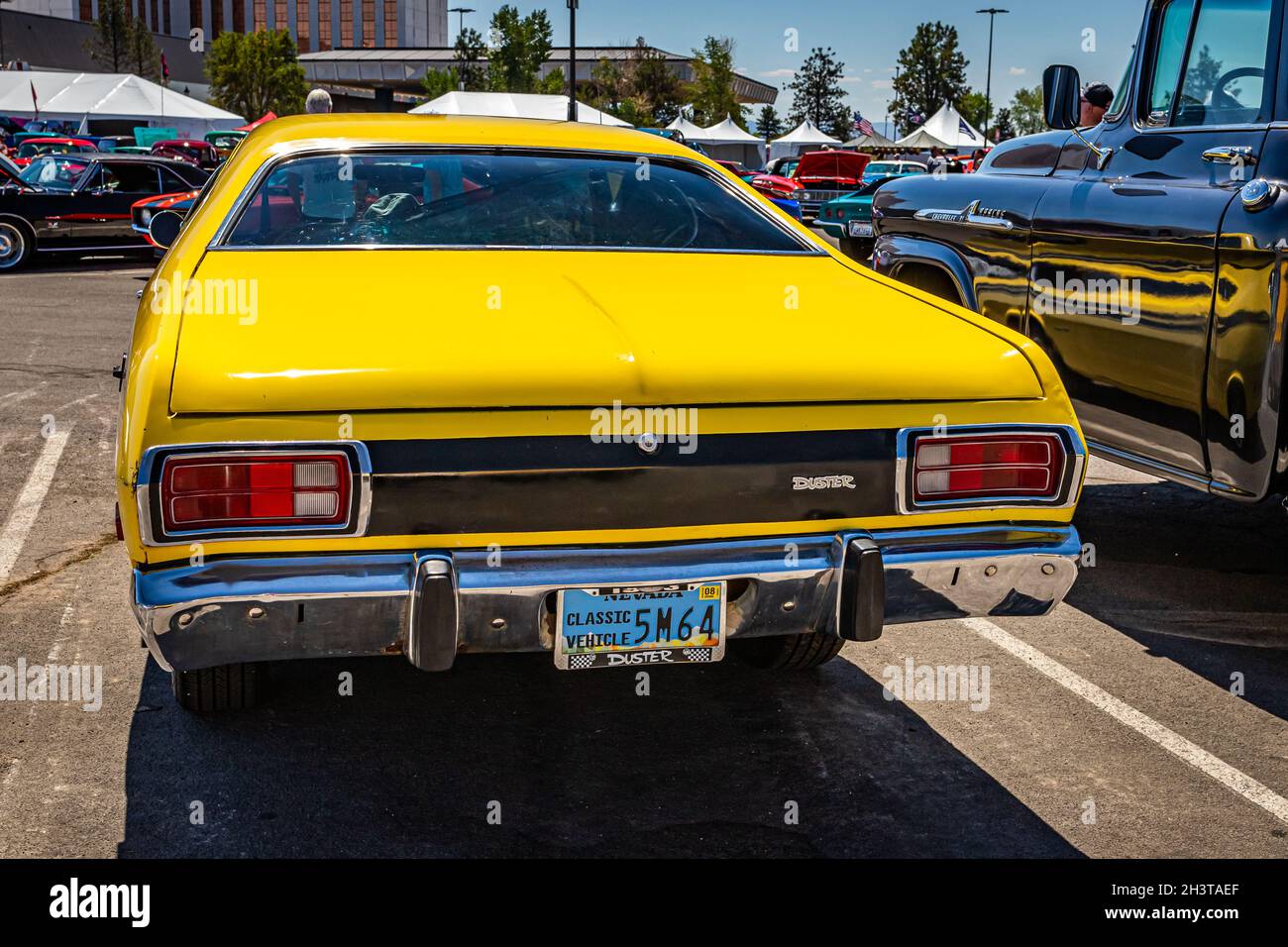Reno, NV - August 4, 2021: 1973 Plymouth Duster Coupe at a local car show. Stock Photo