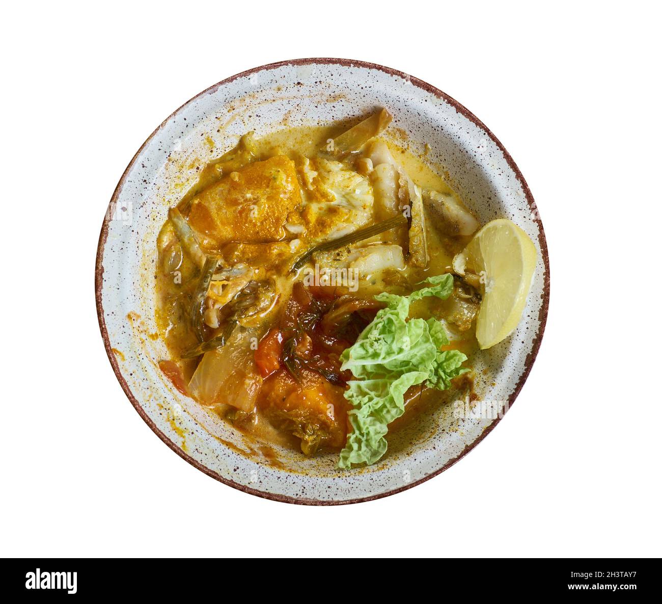 DominicanStyle Coconut Cod Stew, northern Dominican recipe Stock Photo