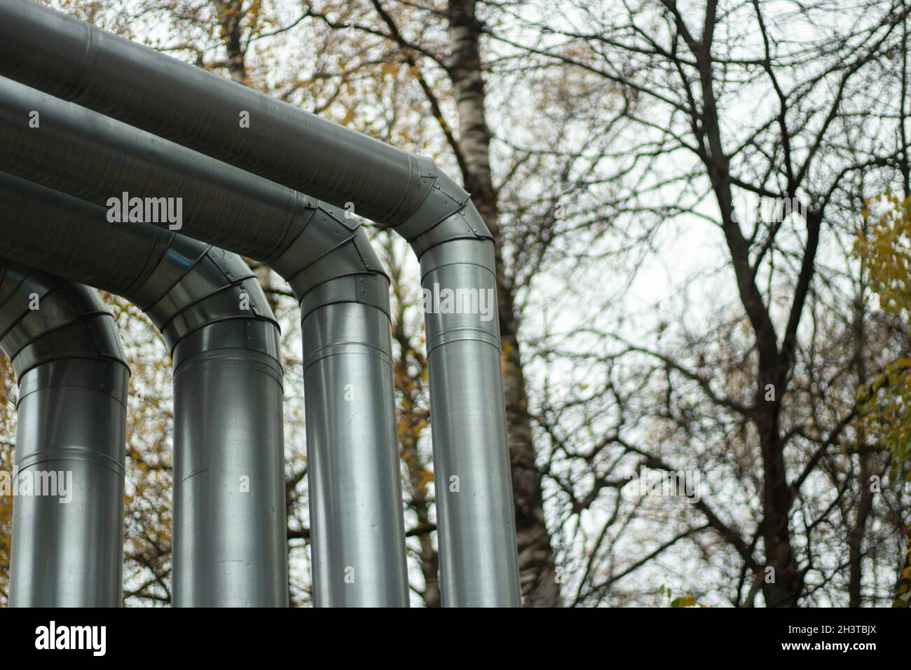 Heating pipes. Urban communications. Stainless steel pipes. Details of