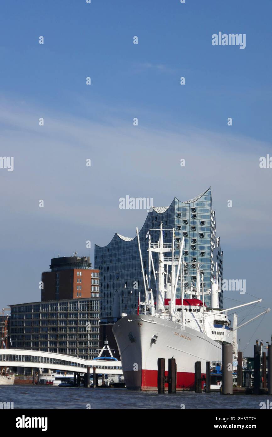Cap San Diego in the port of Hamburg Stock Photo