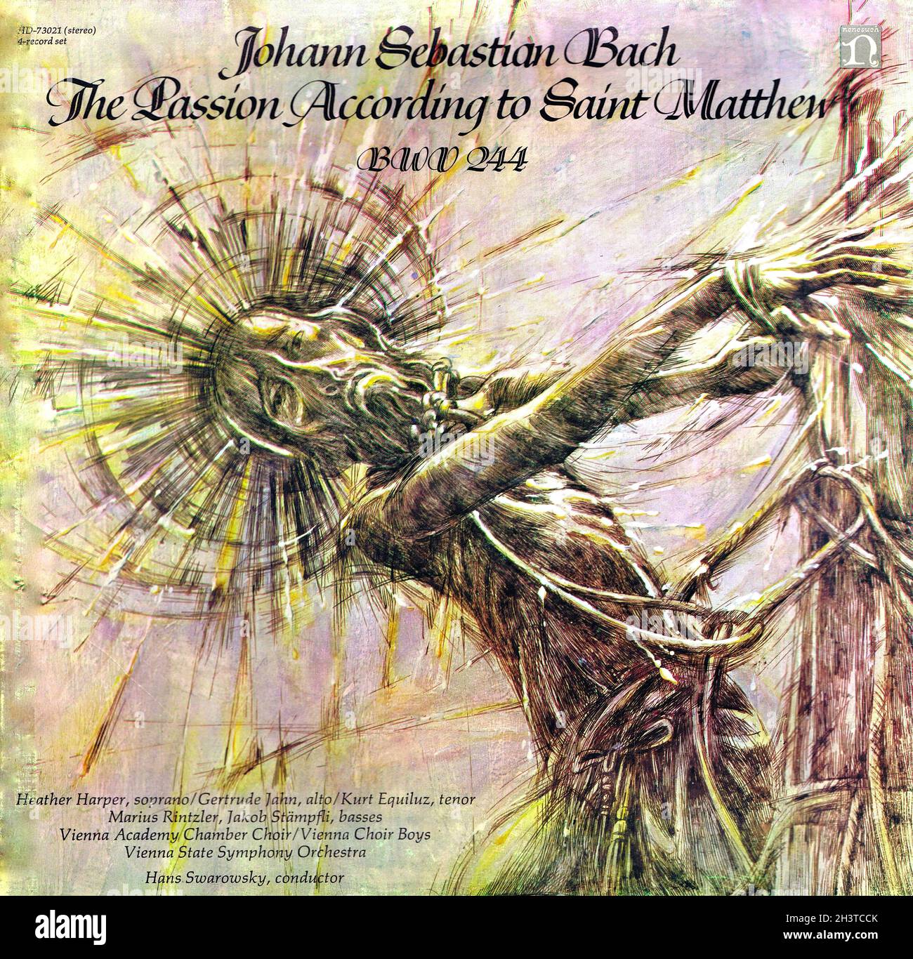 Bach St Matthew Passion - Swarowsky Nonesuch - Classical Music Vintage Vinyl Record Stock Photo