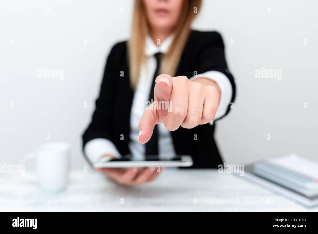 Presenting Corporate Business Data, Discussing Company Problems, Abstract Evaluating Employee Procedure, Computer Presentation I Stock Photo
