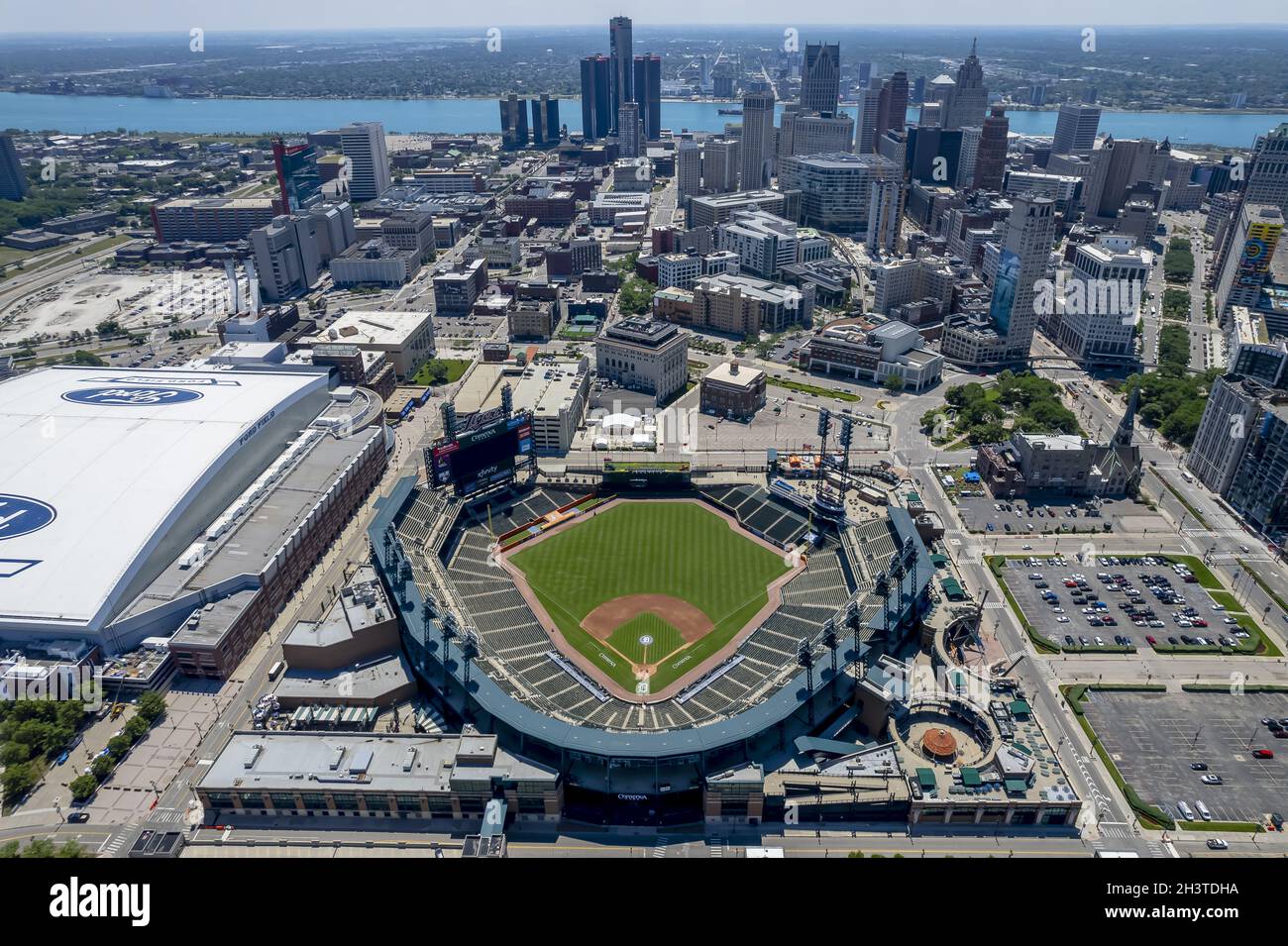 Aerial View Of The Detroit Tigers Home Comerica Park Stock Photo