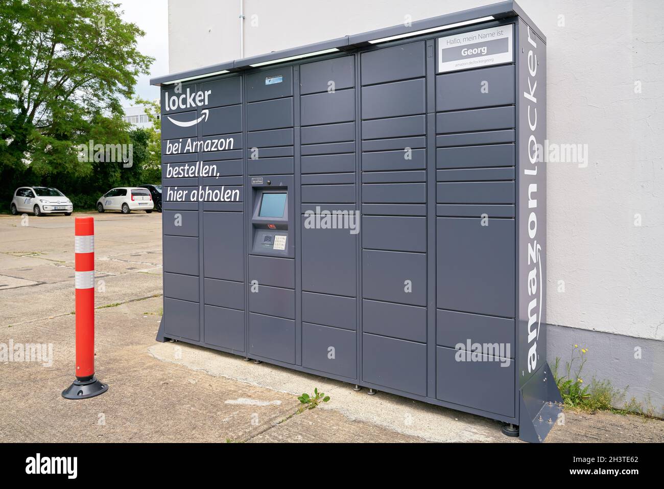 Amazon Locker Pickup station with lockers for parcels from the mail
