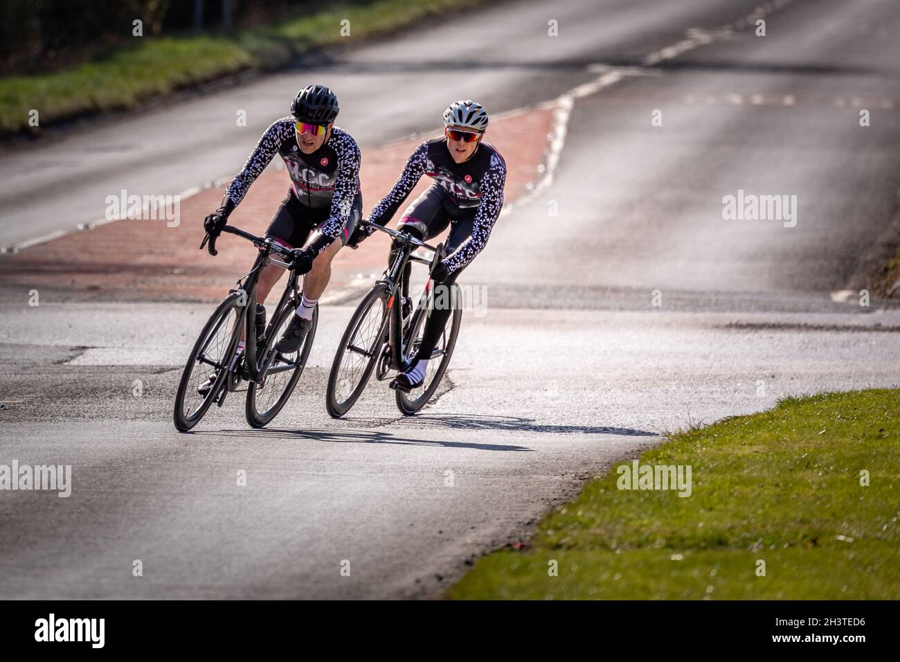 Riders in Cycle Time Trial race, Stannington, Northumberland, England, UK, GB, Europe. Stock Photo