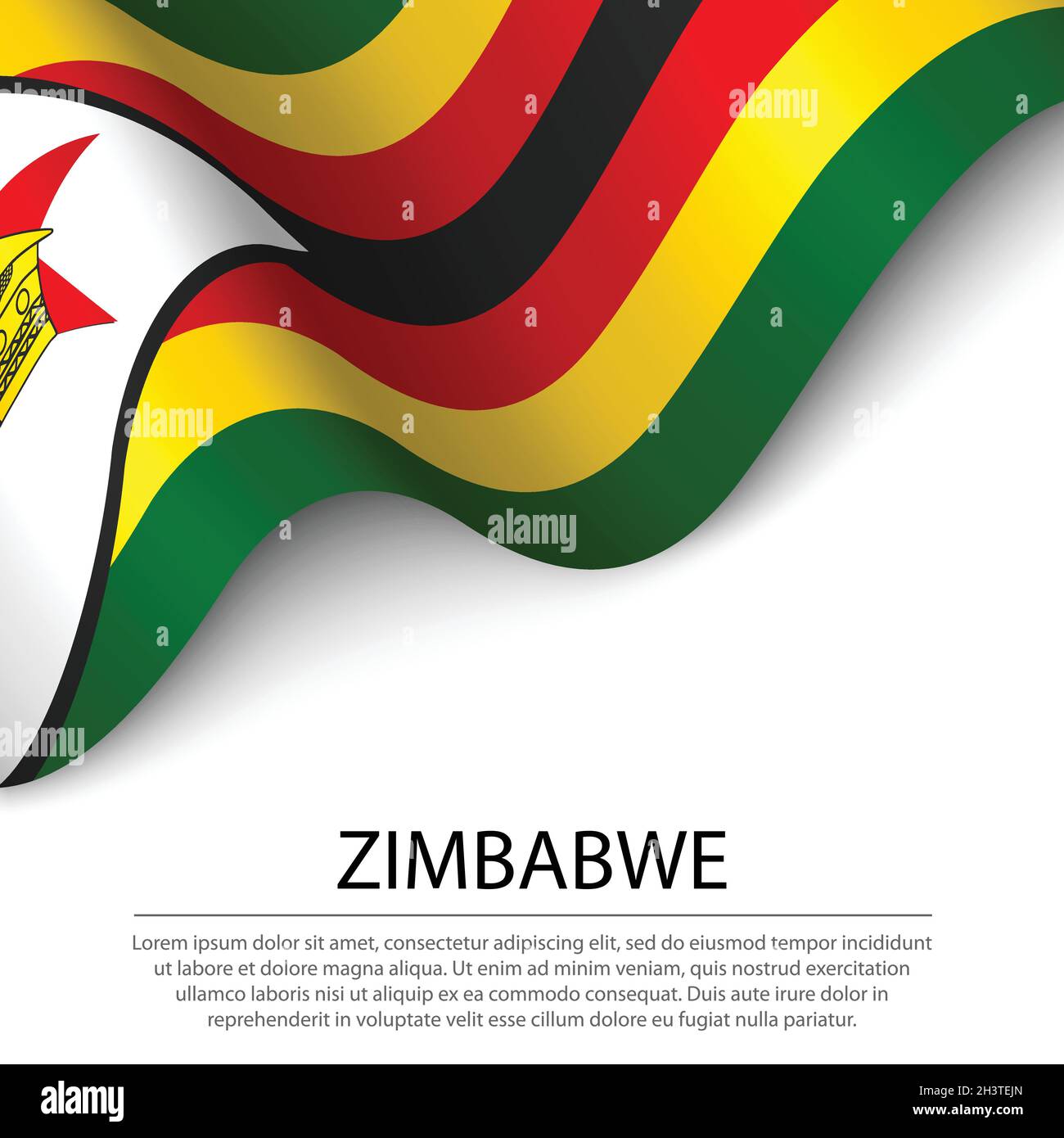 Waving flag of Zimbabwe on white background. Banner or ribbon vector