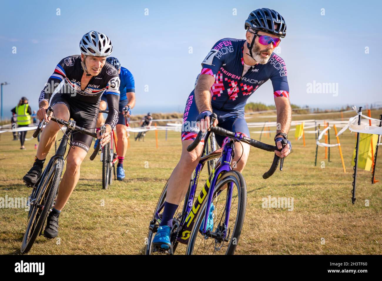 Cyclocross race event, South Shields, Tyne and Wear, England, UK, GB, Europe. Stock Photo