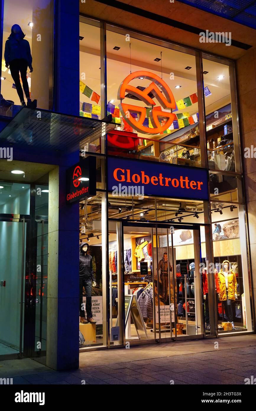 Exterior of a Globetrotter store on Königsallee in Düsseldorf, Germany. Stock Photo