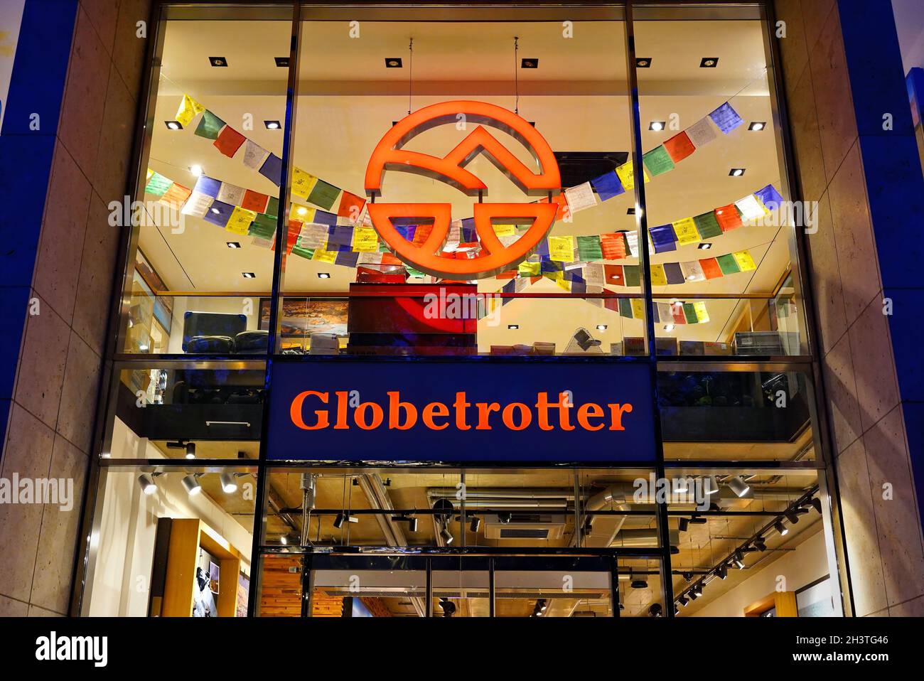 Front view of a Globetrotter outdoor store on Königsallee in Düsseldorf, Germany. Stock Photo