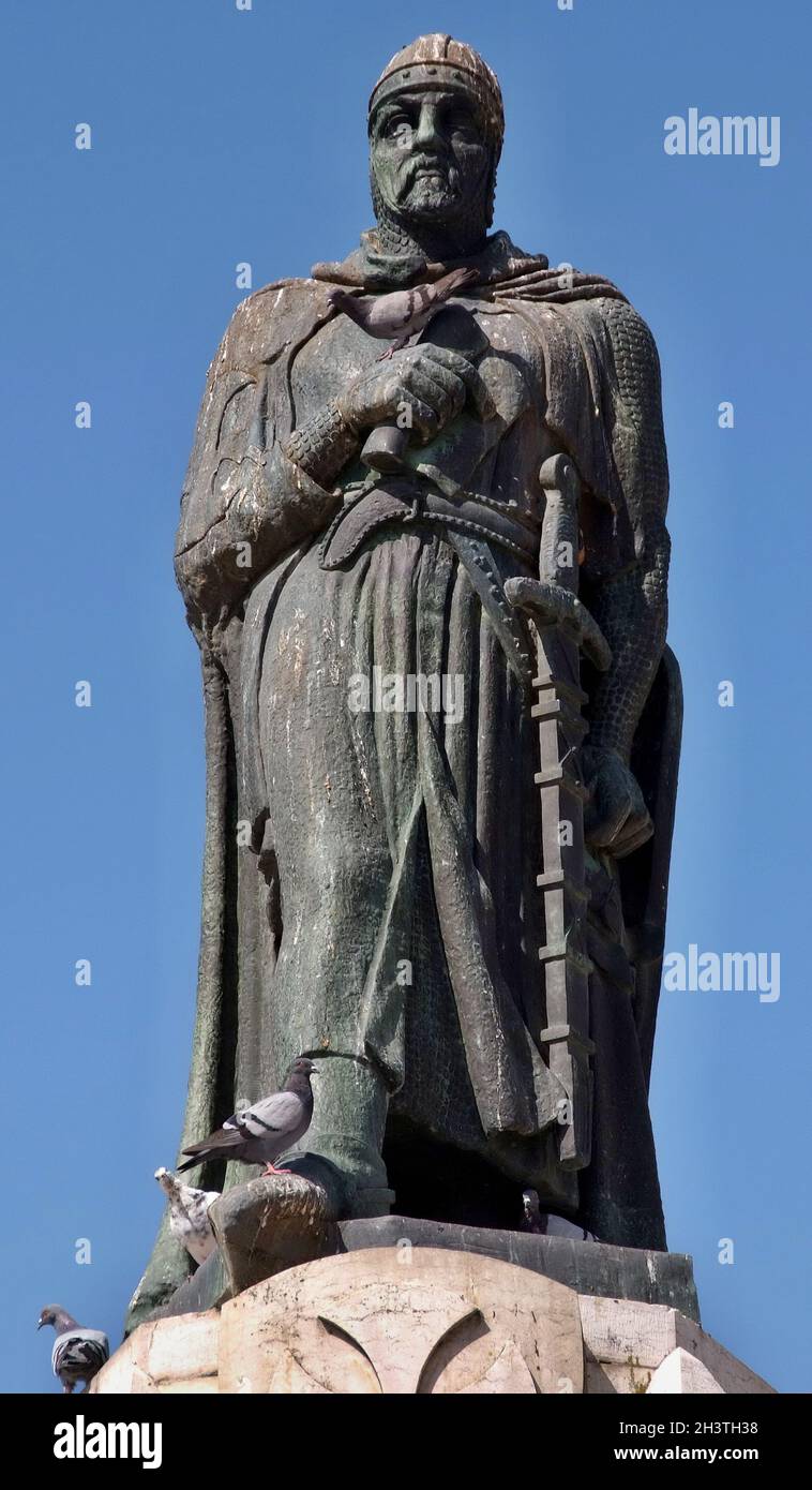 Gualdim Pais statue in Tomar, centro - Portugal Stock Photo