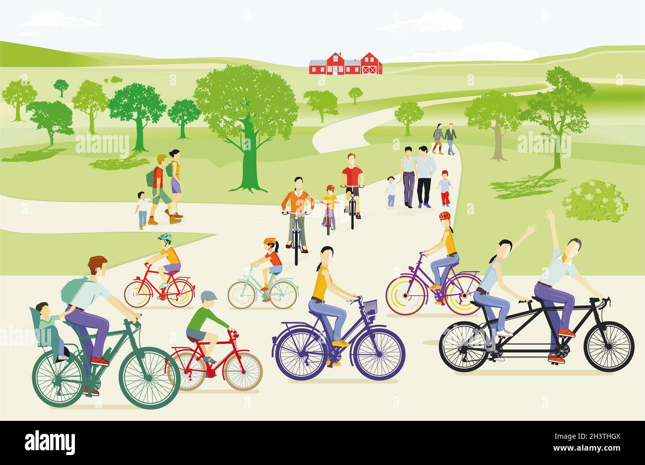 Family excursion by bike, in nature Stock Photo Alamy