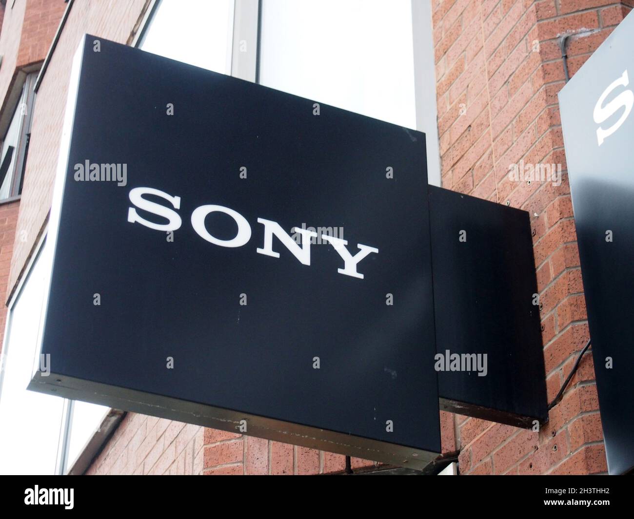 Sign above a branch of a sony centre store in leeds city centre Stock Photo