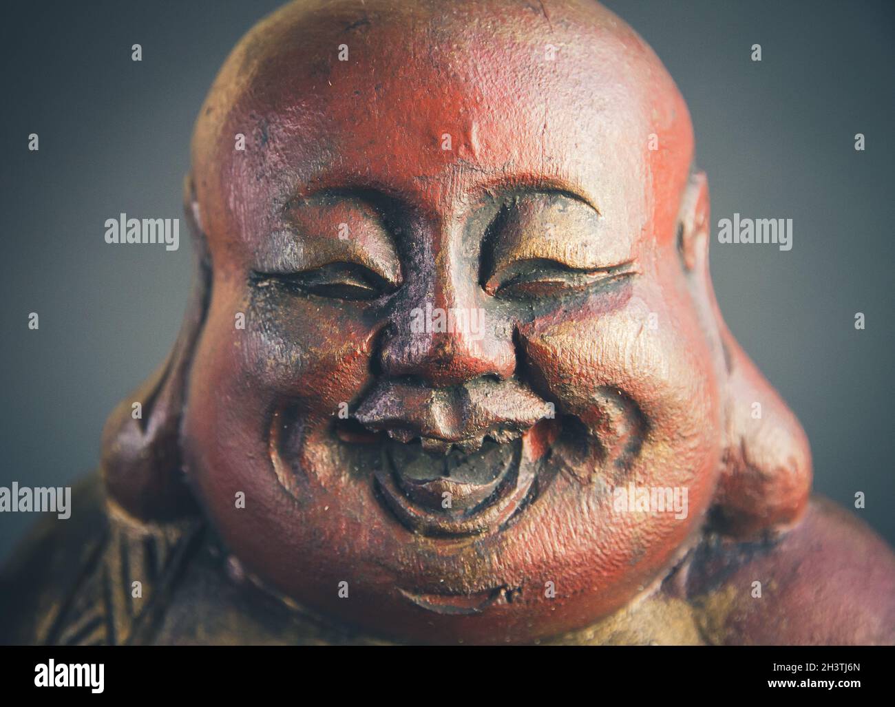 Tradional wooden statue of chinese Buddha Stock Photo Alamy