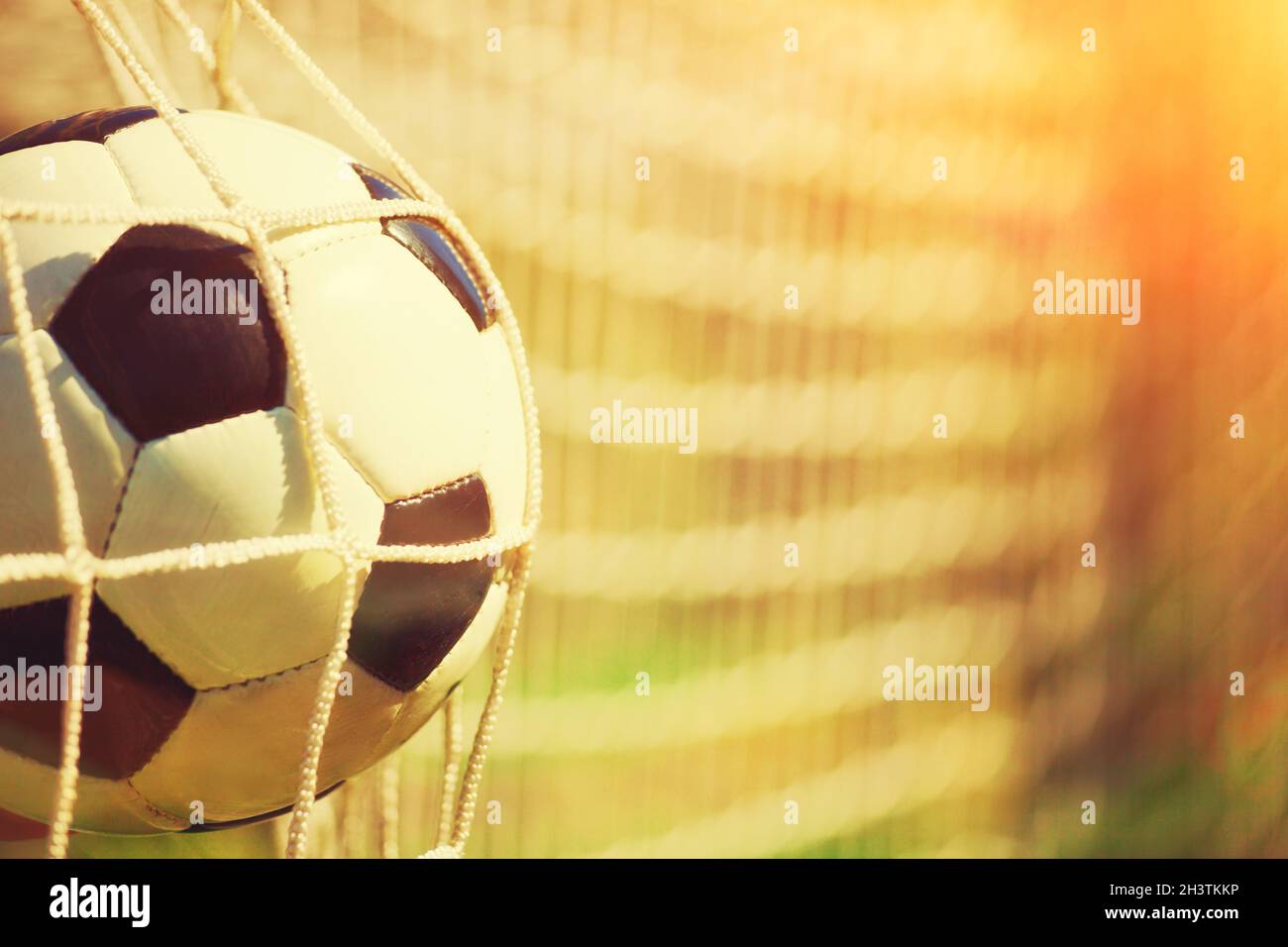 Soccer ball in the net of a goal. Soccer concept Stock Photo Alamy