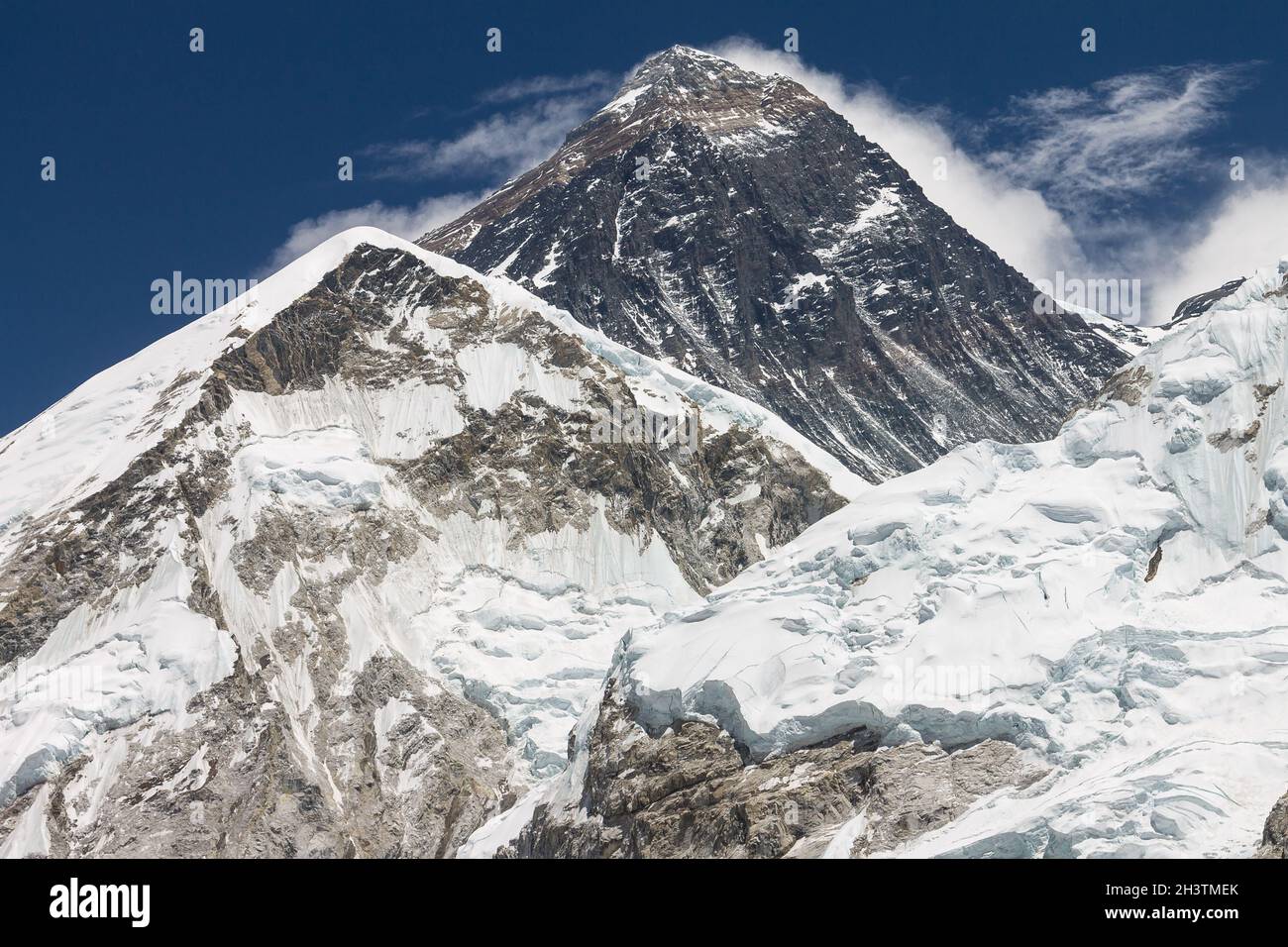 Mt. Everest seen from the Kala Patthar peak Stock Photo