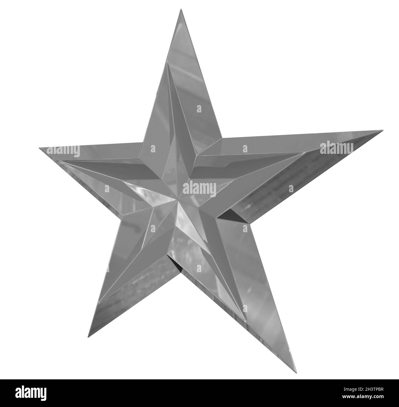 5 point star - Christmas Star - gray single isolated on white background - 3d rendering Stock Photo