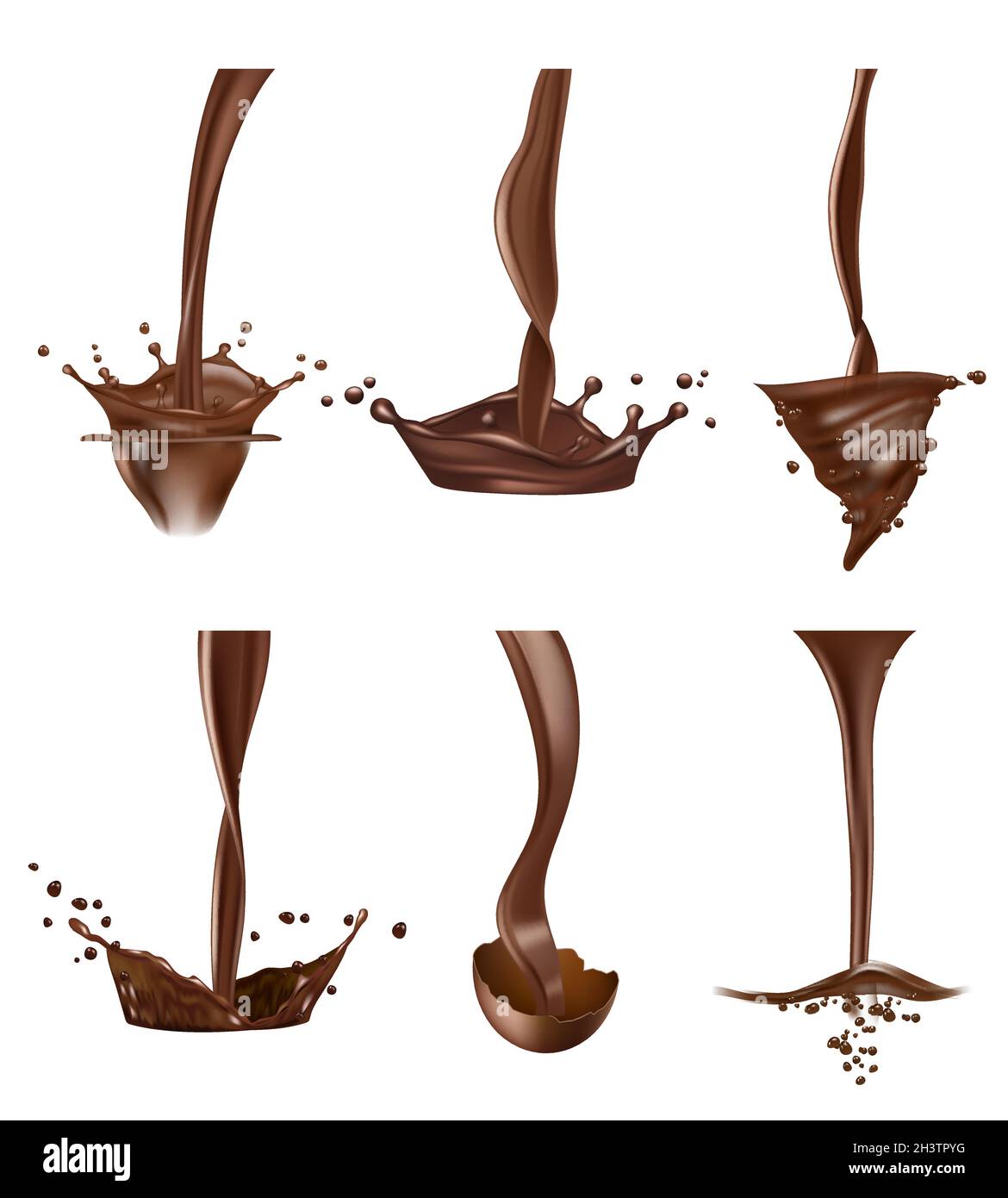 Chocolate splashes. Stream liquid delicious chocolate drops hot sauce