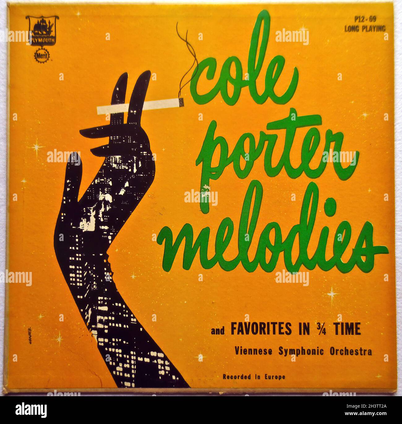 1950s  - Cole Porter Melodies by the Viennese Symphonic Orchestra Vintage Lp - Original Vinyl Record Stock Photo