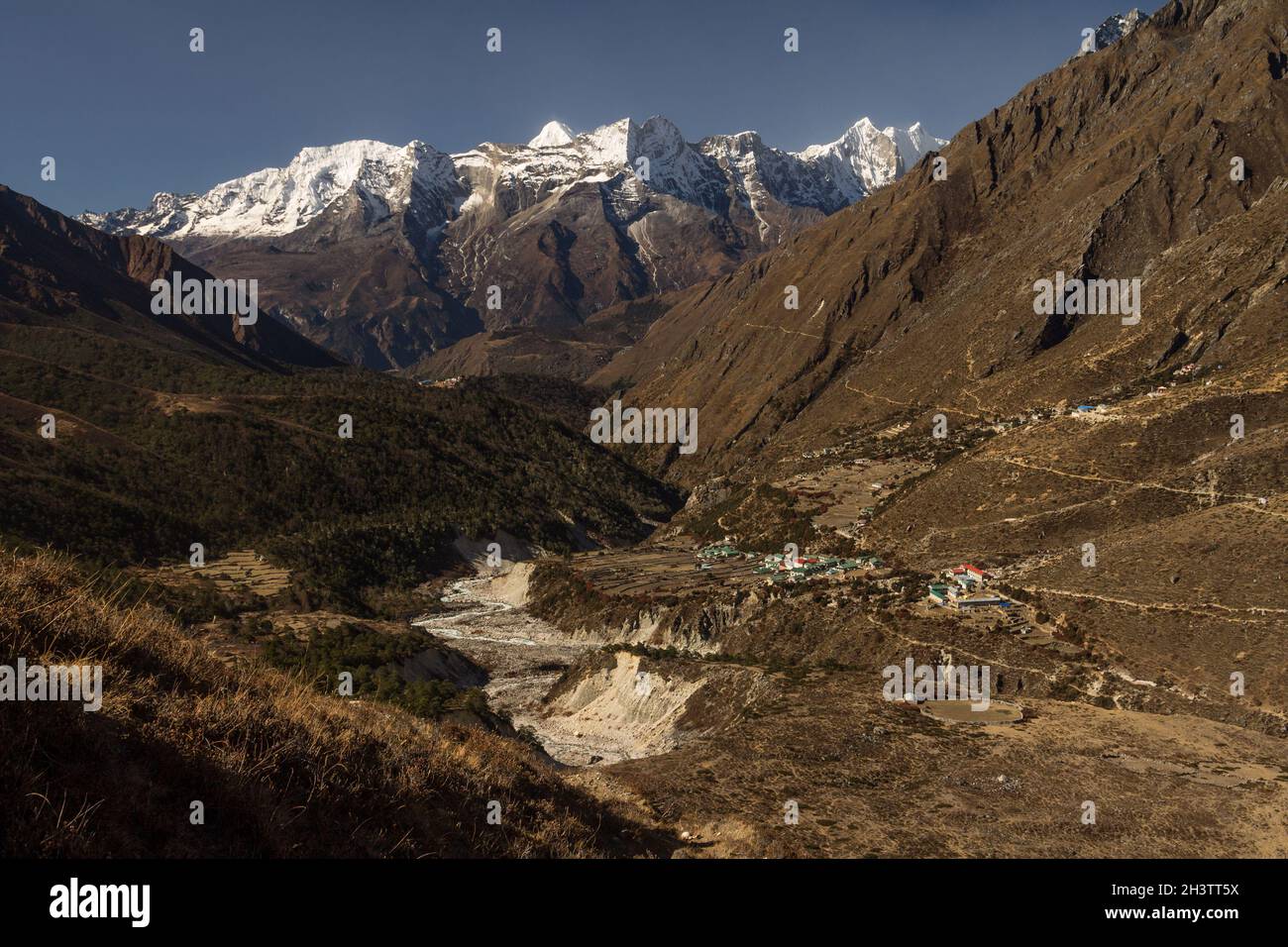 Dudh Koshi Valley in the Khumbu Region Stock Photo